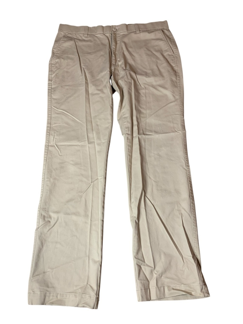 Denver Hayes Men’s Khaki Chino Pants Size 36x32 Flat Front Cotton Stretch